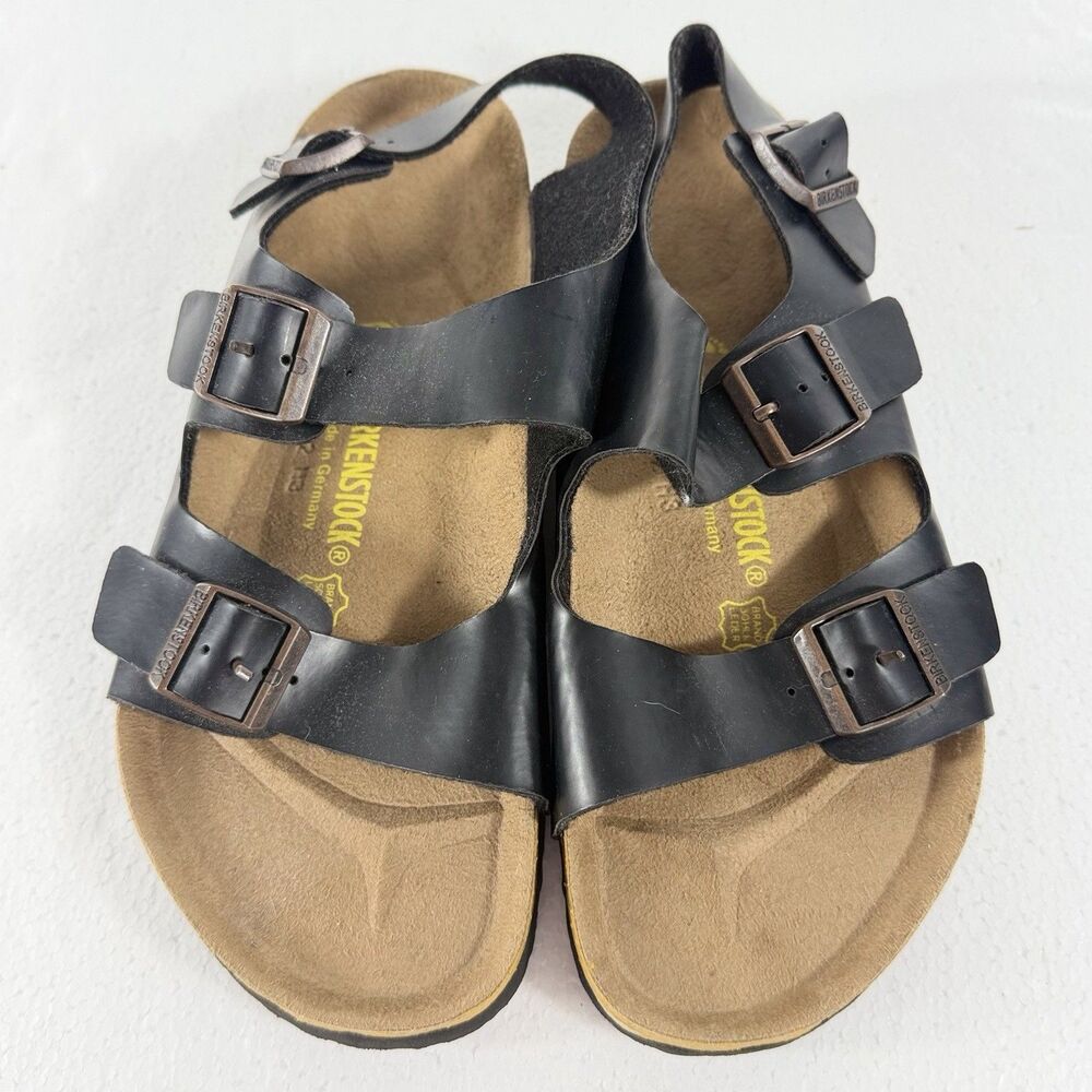Birkenstock Milano Black Leather Sandals Mens 6 Ladies 8 L8 M6 Size 39 Regular